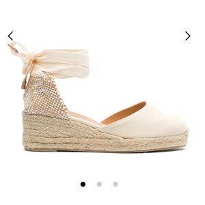 Castañer Carina Ankle Strapped Wedge Espadrilles in white/cream